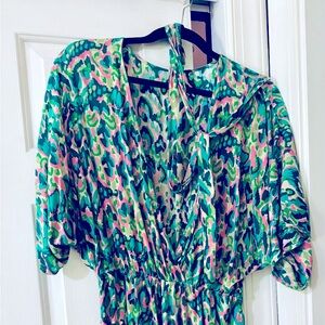 Green, pink multi-color romper cupshe